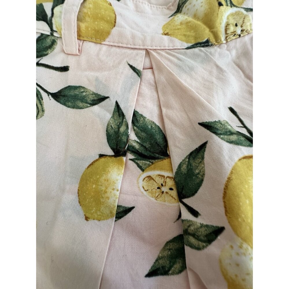 Mackenzie & Me Womens Shorts L Pink 100% Cotton Lemon‎ Print Tuscany Italy Farm - Picture 12 of 12